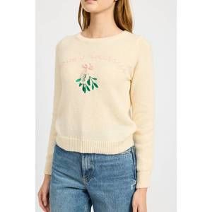 NEW EN SAISON mistletoe crew sweater in cream
